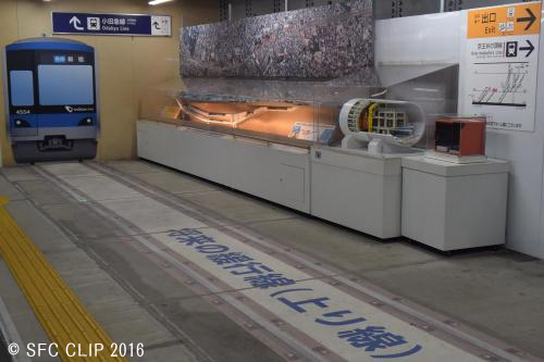 小田原線下北沢駅ホームの上階は通路となっている。複々線化完成後は緩行線として使われ、小田原線下北沢駅は現在のホームを急行線とする2層構造の駅となる。