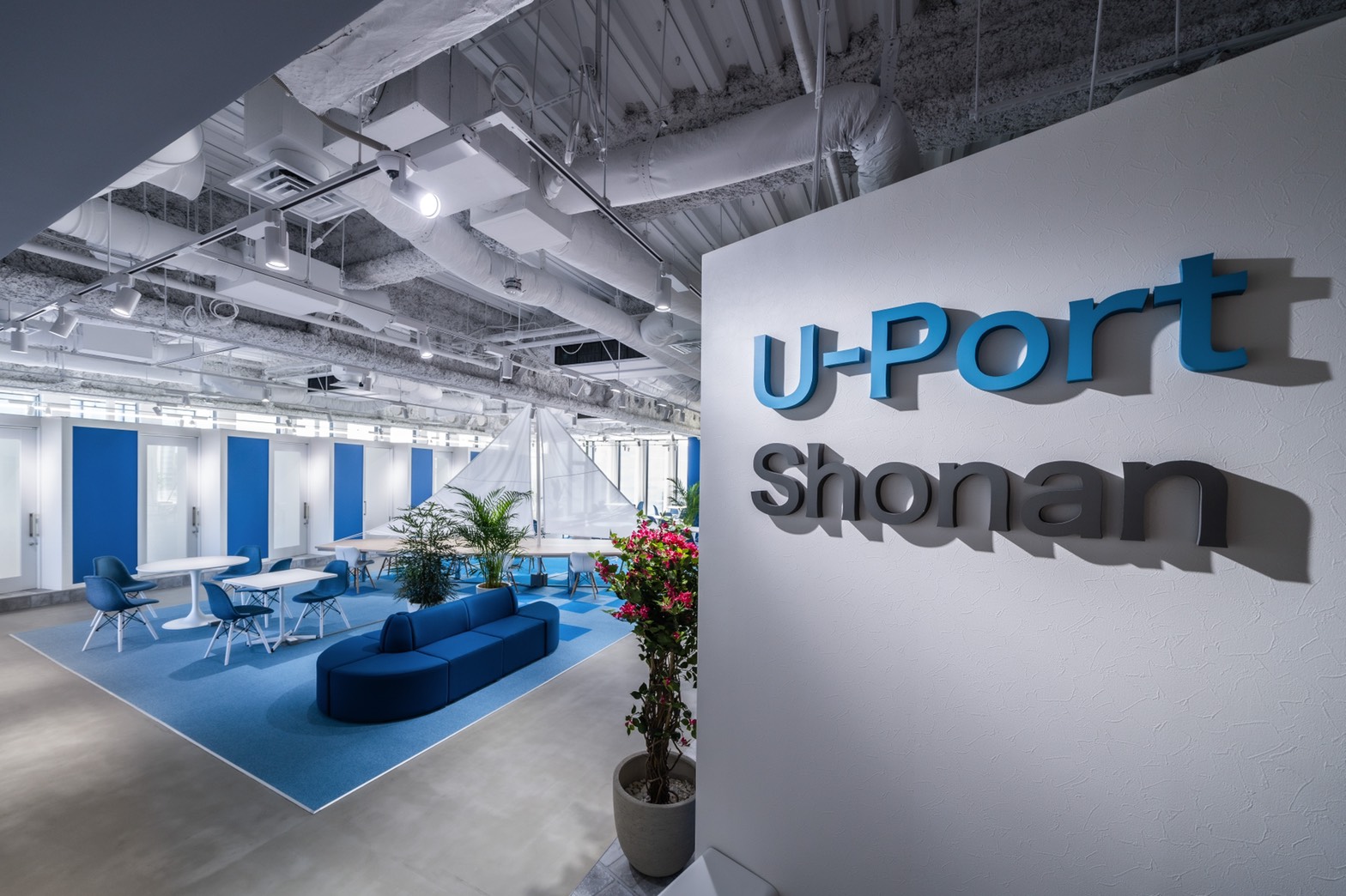 爽やかな青が印象的なU-Port Shonanのオフィス